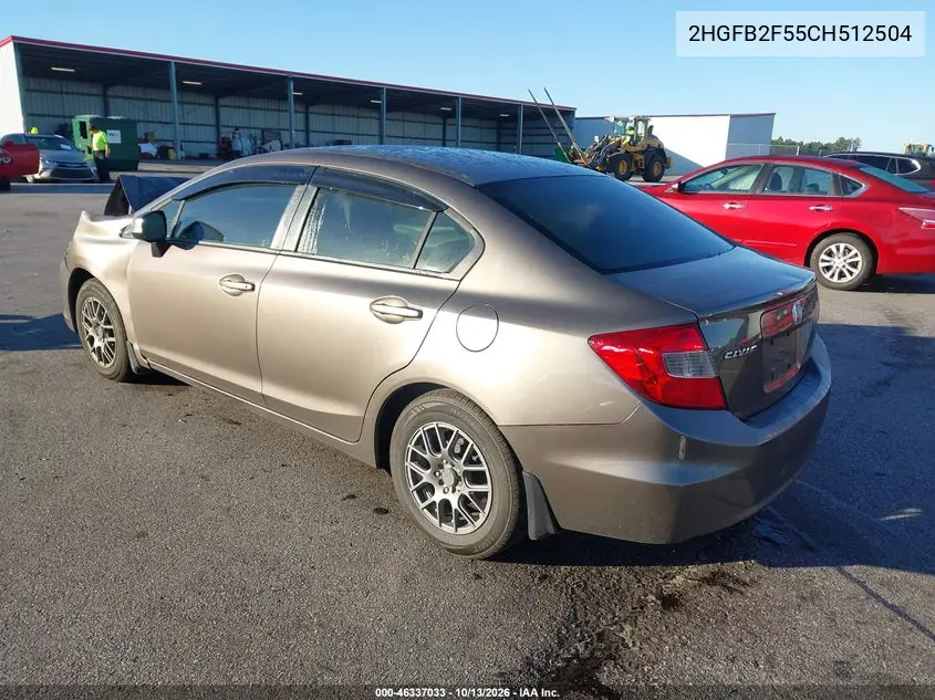 2012 HONDA CIVIC VIN 2HGFB2F55CH512504 — фото 3