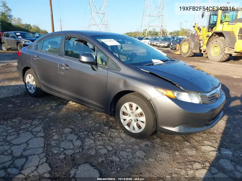 HONDA CIVIC 2012, VIN 19XFB2F54CE342016