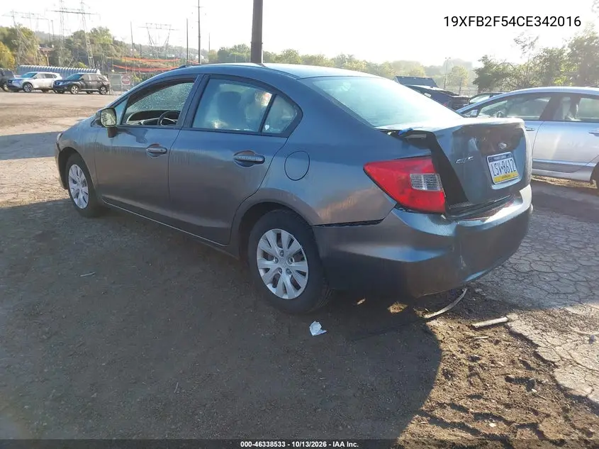 2012 HONDA CIVIC VIN 19XFB2F54CE342016 — фото 3