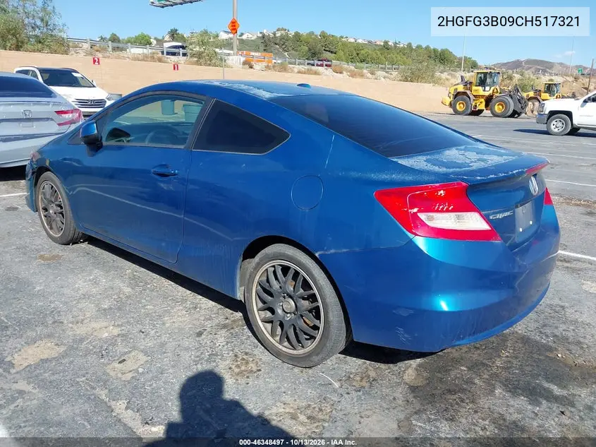 2012 HONDA CIVIC VIN 2HGFG3B09CH517321 — фото 3