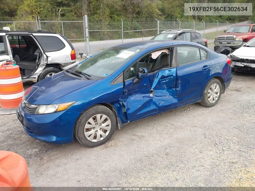 2012 HONDA CIVIC VIN 19XFB2F56CE302634 — фото 2