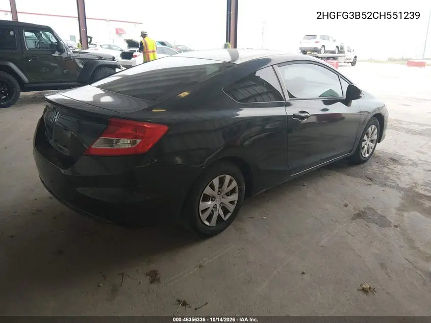 2012 HONDA CIVIC VIN 2HGFG3B52CH551239 — фото 4
