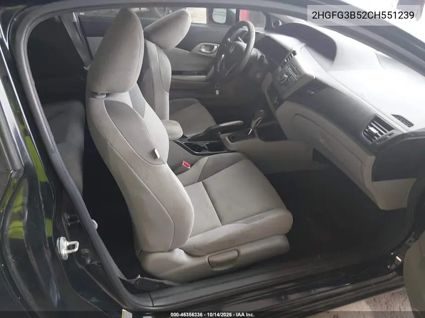 2012 HONDA CIVIC VIN 2HGFG3B52CH551239 — фото 5