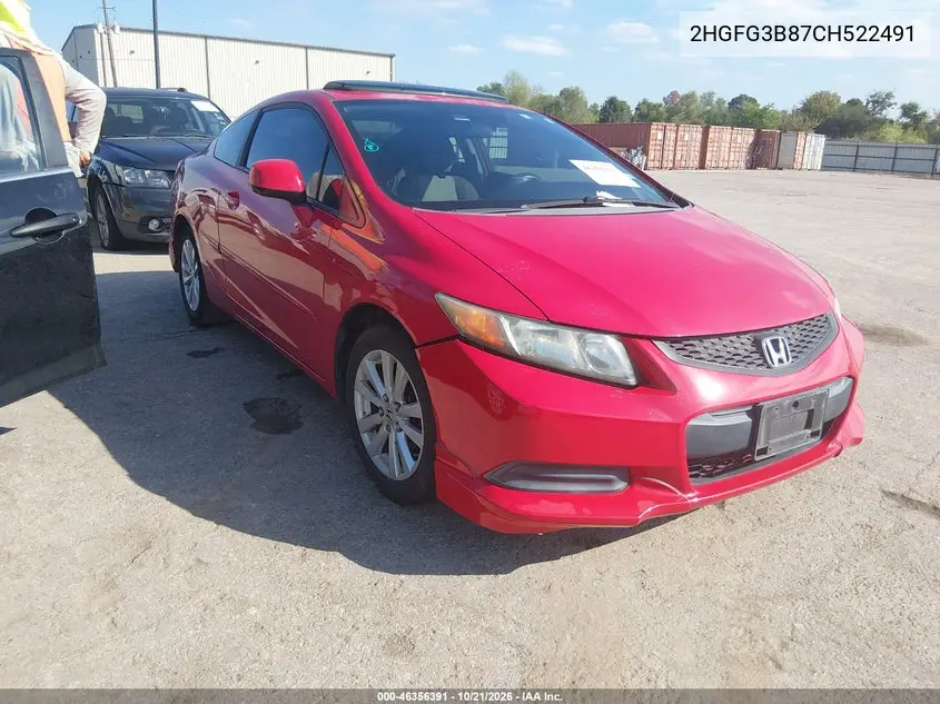 HONDA CIVIC 2012, VIN 2HGFG3B87CH522491