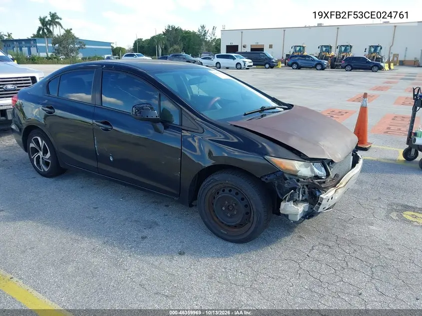 HONDA CIVIC 2012, VIN 19XFB2F53CE024761