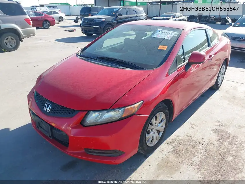 2012 HONDA CIVIC VIN 2HGFG3B50CH555547 — фото 2