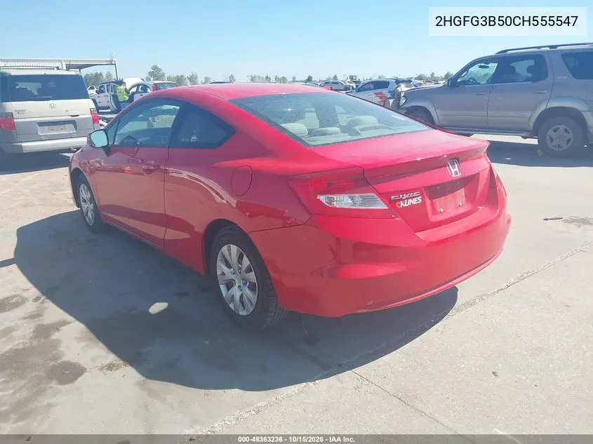 2012 HONDA CIVIC VIN 2HGFG3B50CH555547 — фото 3