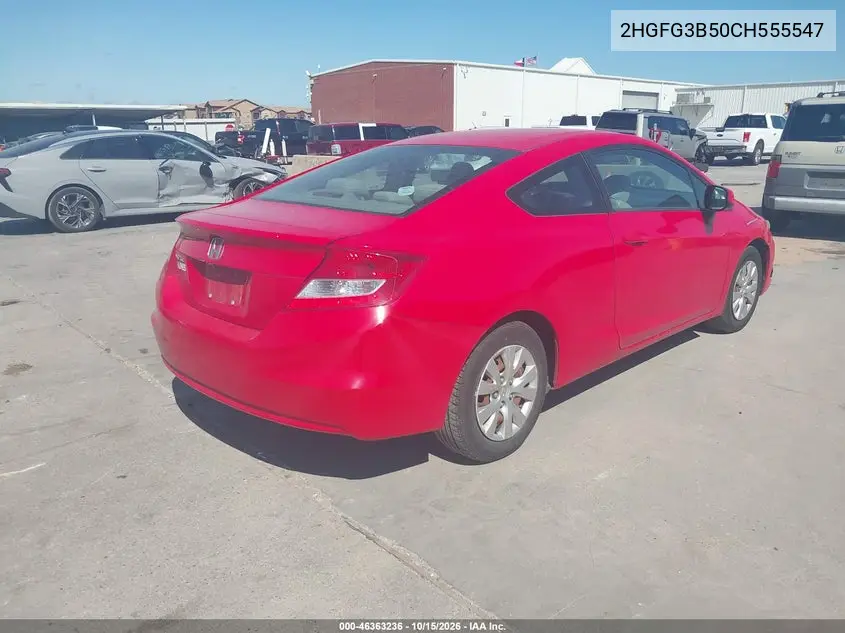 2012 HONDA CIVIC VIN 2HGFG3B50CH555547 — фото 4