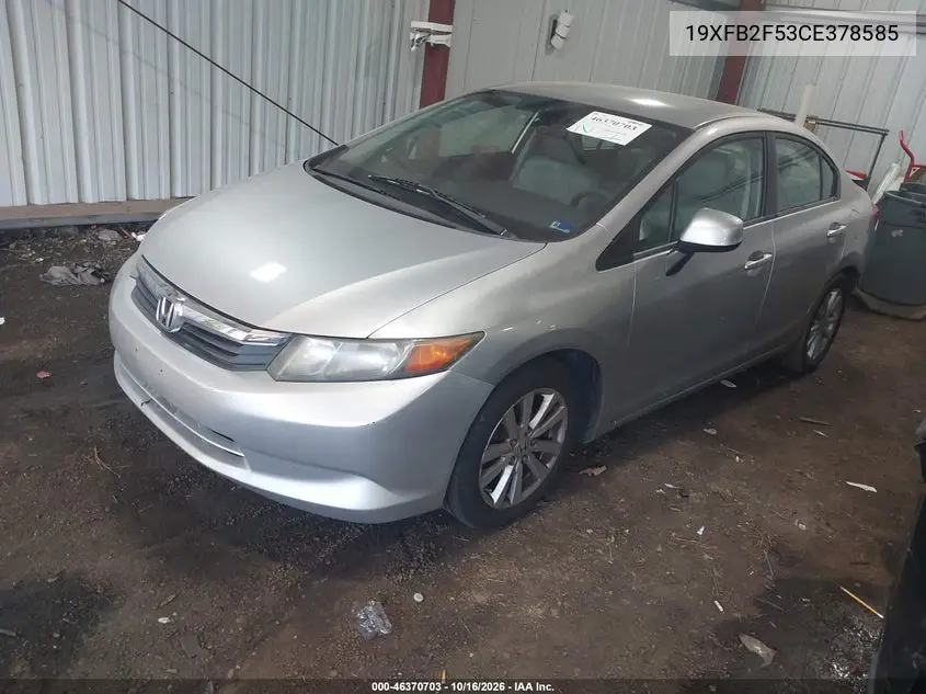 2012 HONDA CIVIC VIN 19XFB2F53CE378585 — фото 2