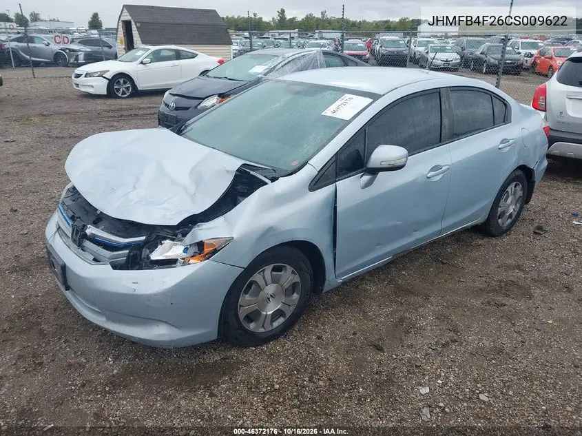 2012 HONDA CIVIC VIN JHMFB4F26CS009622 — фото 2