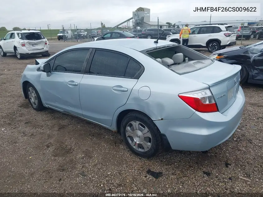 2012 HONDA CIVIC VIN JHMFB4F26CS009622 — фото 3