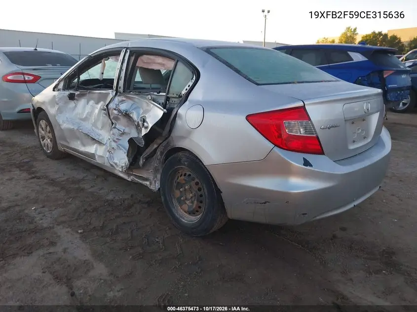 2012 HONDA CIVIC VIN 19XFB2F59CE315636 — фото 3