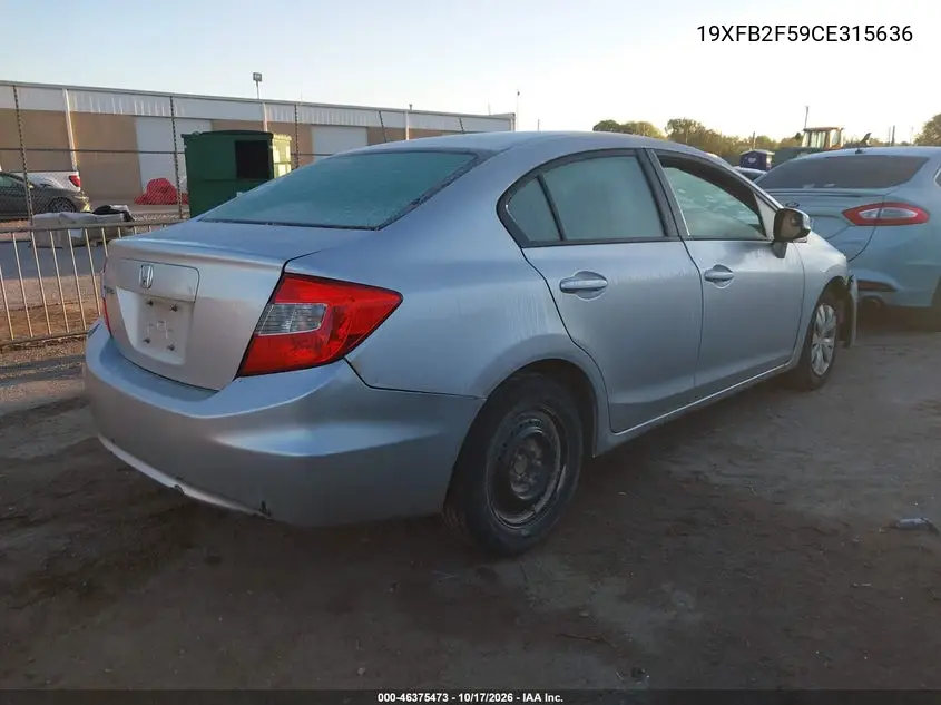 2012 HONDA CIVIC VIN 19XFB2F59CE315636 — фото 4