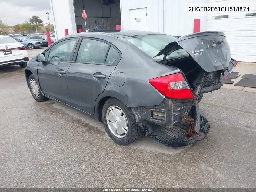 2012 HONDA CIVIC VIN 2HGFB2F61CH518874 — фото 3