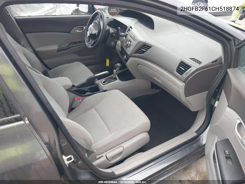 2012 HONDA CIVIC VIN 2HGFB2F61CH518874 — фото 5