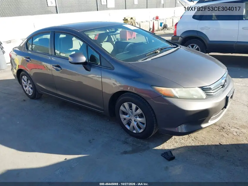 HONDA CIVIC 2012, VIN 19XFB2F53CE304017