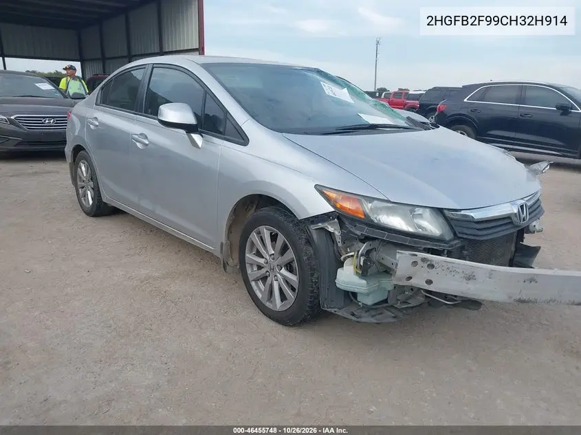 HONDA CIVIC 2012, VIN 2HGFB2F99CH328914