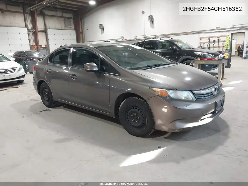 HONDA CIVIC 2012, VIN 2HGFB2F54CH516382