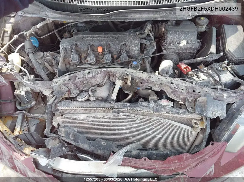 2013 HONDA CIVIC VIN 2HGFB2F5XDH002439 — фото 10
