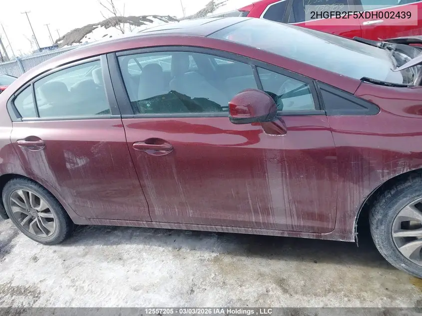 2013 HONDA CIVIC VIN 2HGFB2F5XDH002439 — фото 13