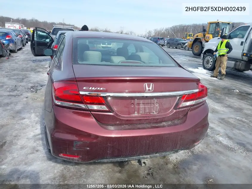 2013 HONDA CIVIC VIN 2HGFB2F5XDH002439 — фото 16