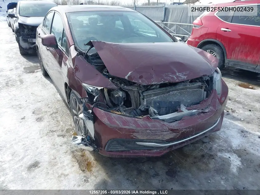 2013 HONDA CIVIC VIN 2HGFB2F5XDH002439 — фото 6