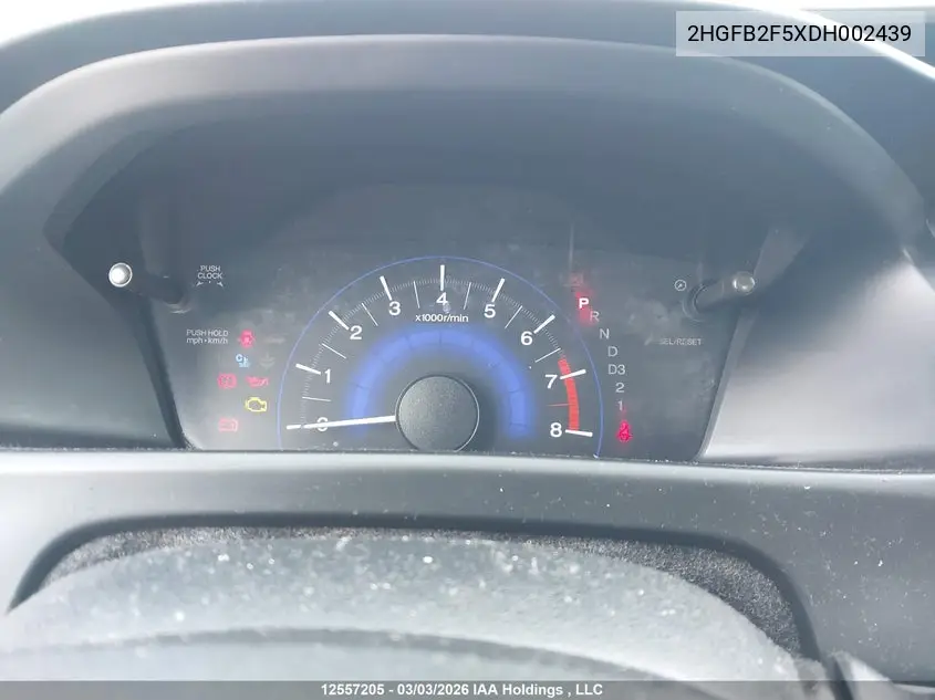2013 HONDA CIVIC VIN 2HGFB2F5XDH002439 — фото 7