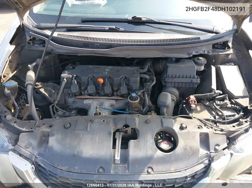 2013 HONDA CIVIC VIN 2HGFB2F48DH102191 — фото 10
