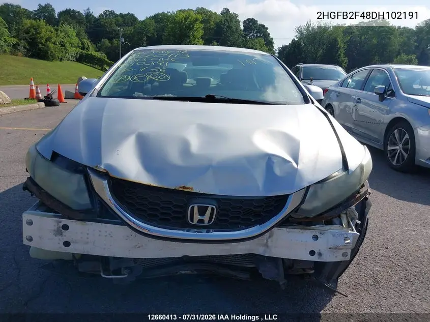 2013 HONDA CIVIC VIN 2HGFB2F48DH102191 — фото 13