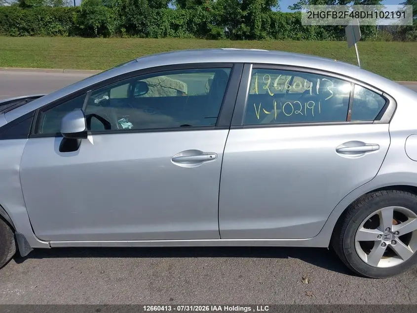 2013 HONDA CIVIC VIN 2HGFB2F48DH102191 — фото 15