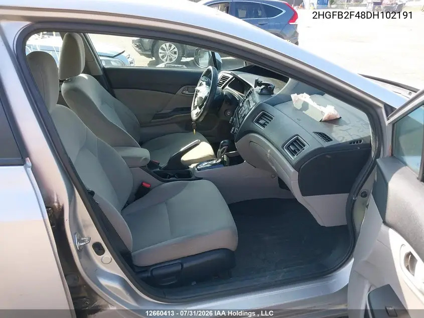 2013 HONDA CIVIC VIN 2HGFB2F48DH102191 — фото 5