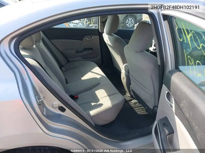 2013 HONDA CIVIC VIN 2HGFB2F48DH102191 — фото 8
