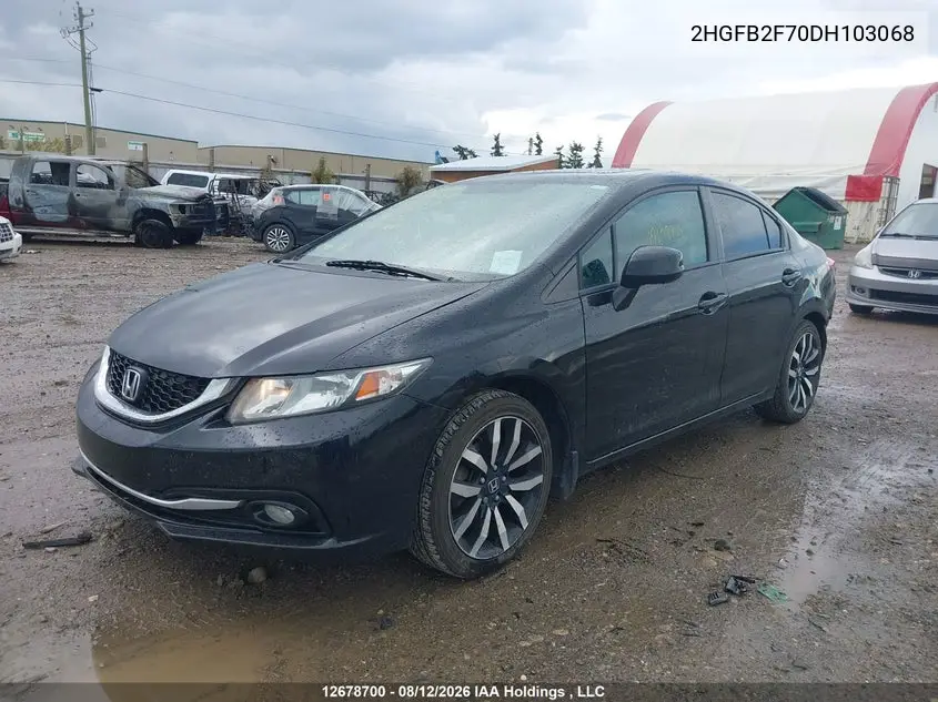 2013 HONDA CIVIC VIN 2HGFB2F70DH103068 — фото 2