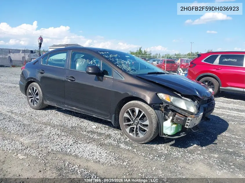 HONDA CIVIC 2013, VIN 2HGFB2F59DH036923