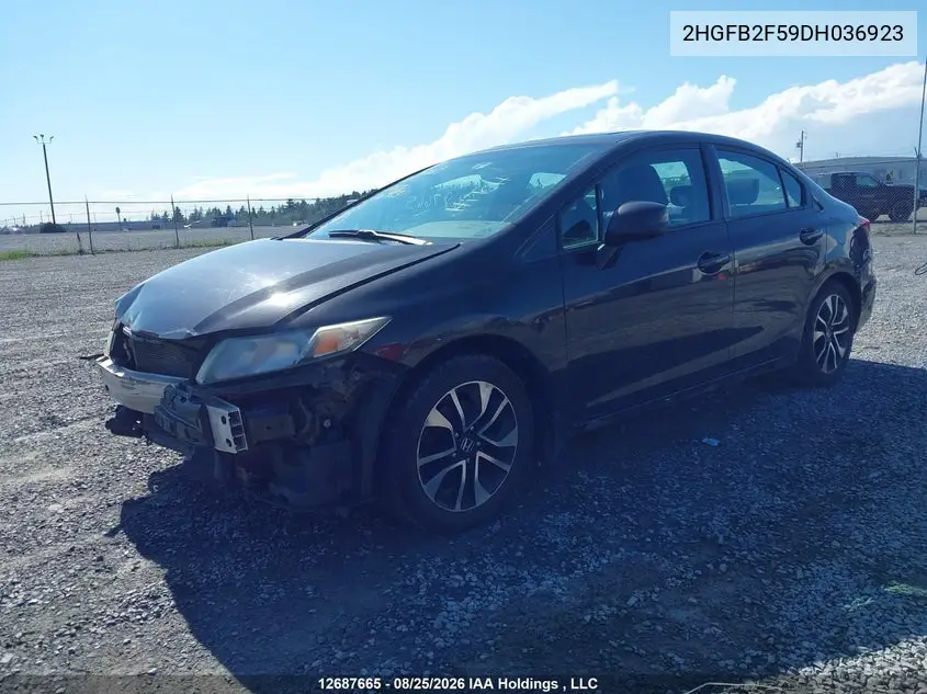2013 HONDA CIVIC VIN 2HGFB2F59DH036923 — фото 2