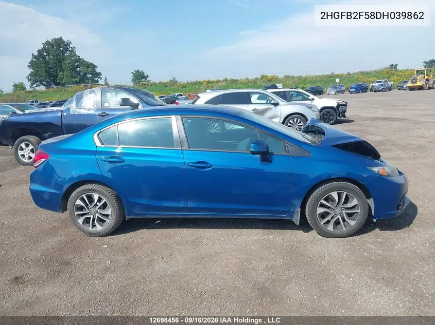 2013 HONDA CIVIC VIN 2HGFB2F58DH039862 — фото 11