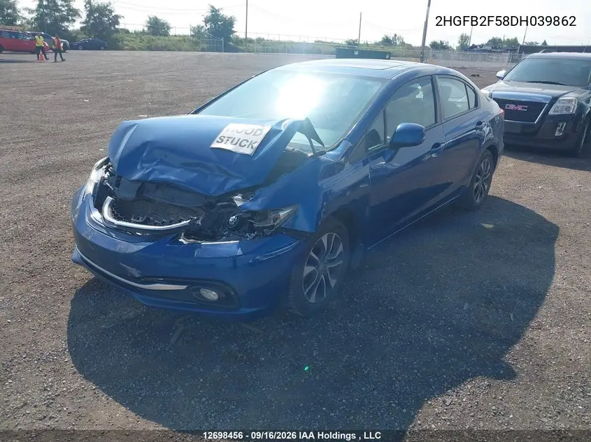 2013 HONDA CIVIC VIN 2HGFB2F58DH039862 — фото 2