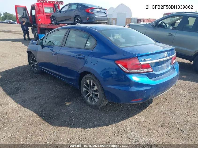 2013 HONDA CIVIC VIN 2HGFB2F58DH039862 — фото 3