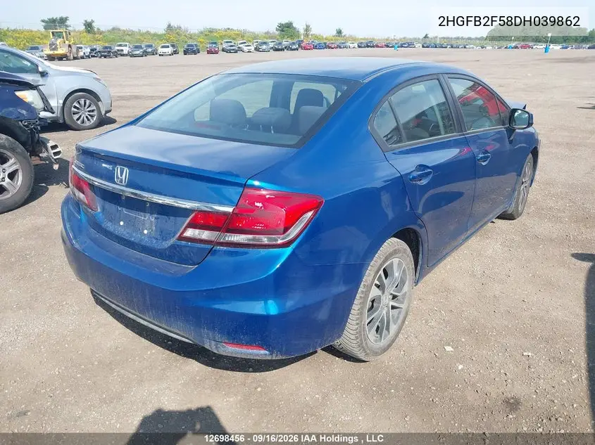 2013 HONDA CIVIC VIN 2HGFB2F58DH039862 — фото 4