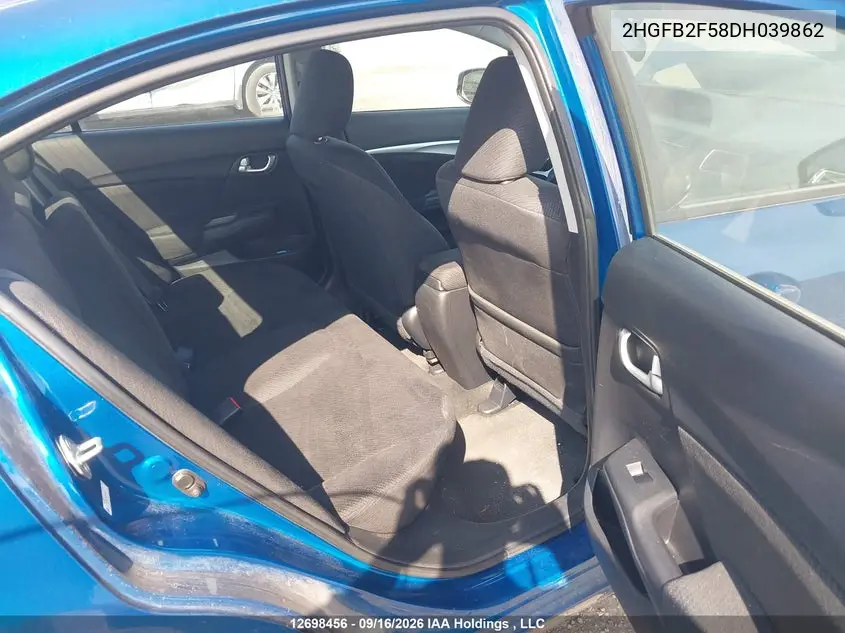 2013 HONDA CIVIC VIN 2HGFB2F58DH039862 — фото 8