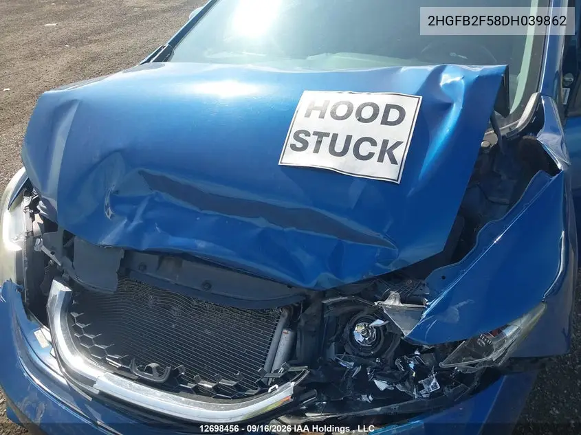 2013 HONDA CIVIC VIN 2HGFB2F58DH039862 — фото 9