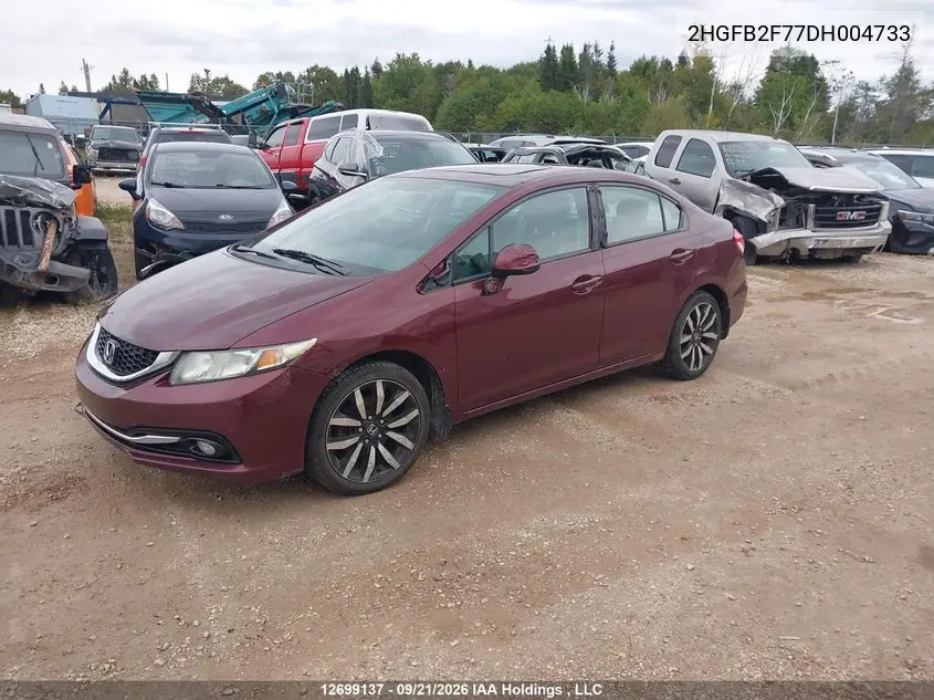 2013 HONDA CIVIC VIN 2HGFB2F77DH004733 — фото 2
