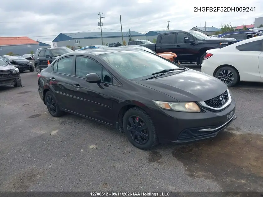 HONDA CIVIC 2013, VIN 2HGFB2F52DH009241