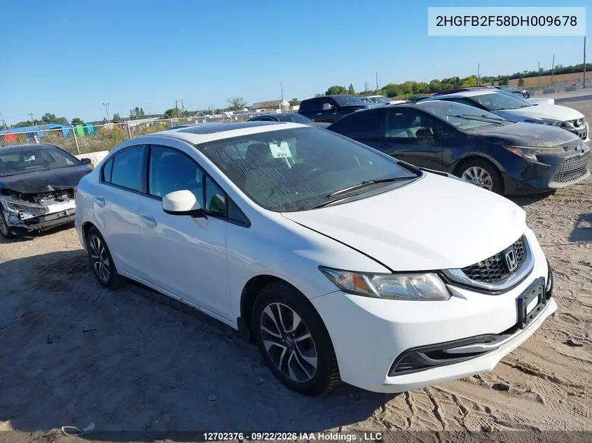 HONDA CIVIC 2013, VIN 2HGFB2F58DH009678