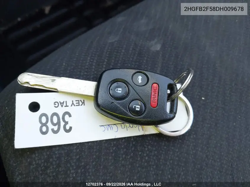 2013 HONDA CIVIC VIN 2HGFB2F58DH009678 — фото 11