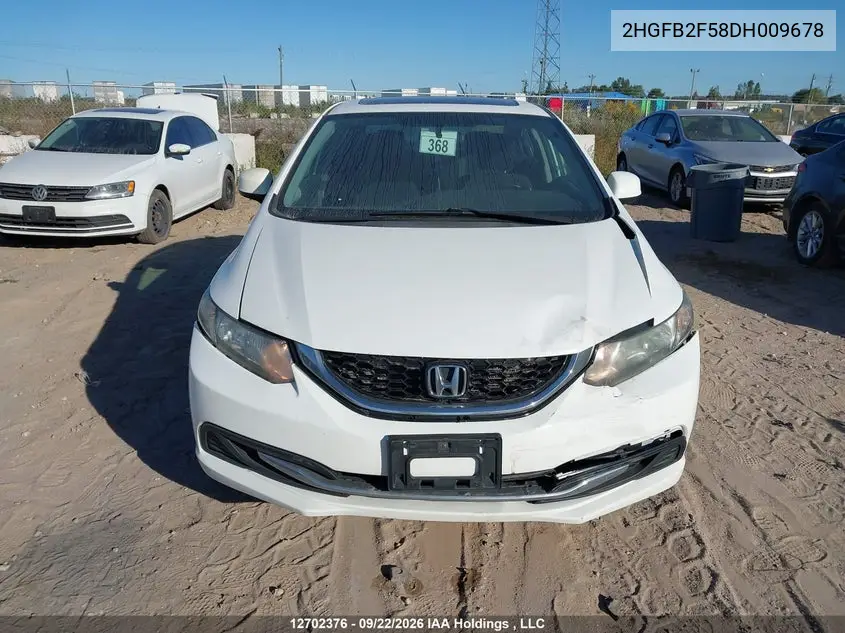 2013 HONDA CIVIC VIN 2HGFB2F58DH009678 — фото 12