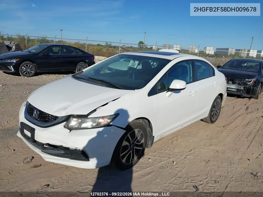 2013 HONDA CIVIC VIN 2HGFB2F58DH009678 — фото 2