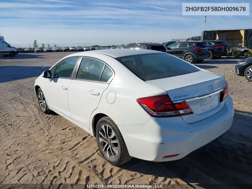 2013 HONDA CIVIC VIN 2HGFB2F58DH009678 — фото 3