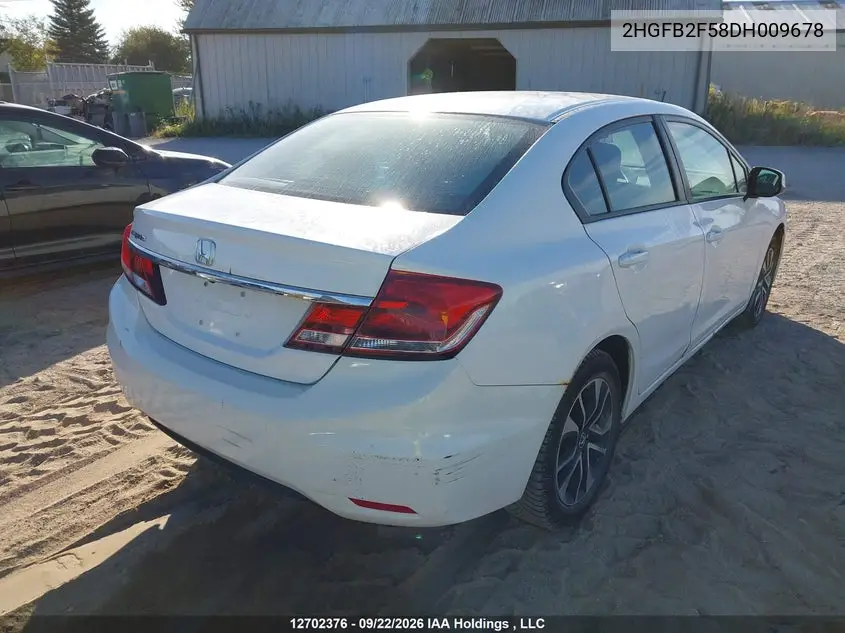 2013 HONDA CIVIC VIN 2HGFB2F58DH009678 — фото 4
