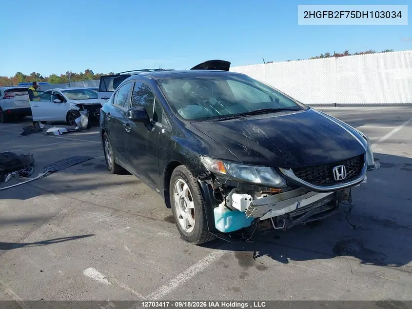 HONDA CIVIC 2013, VIN 2HGFB2F75DH103034